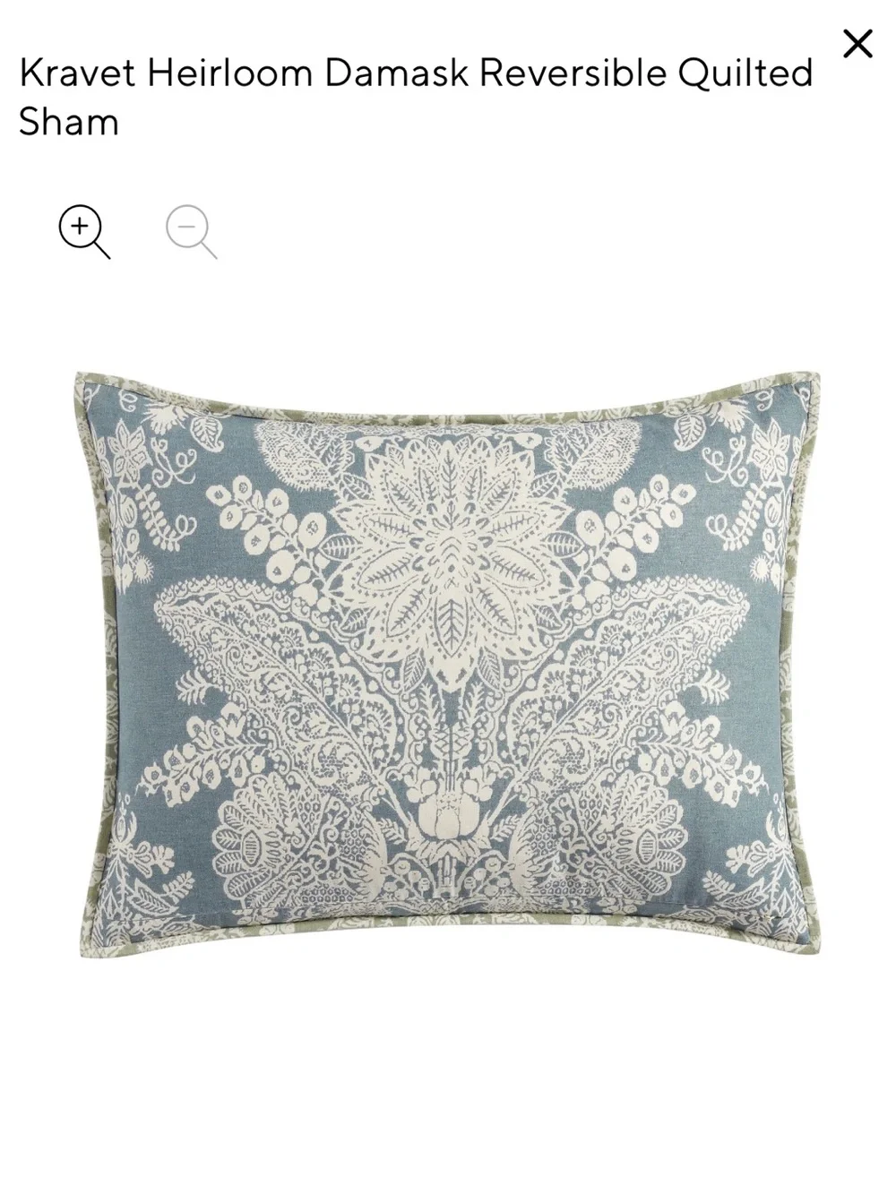 Kravet Heirloom Damask Reversible Quilted sham standard set of 2